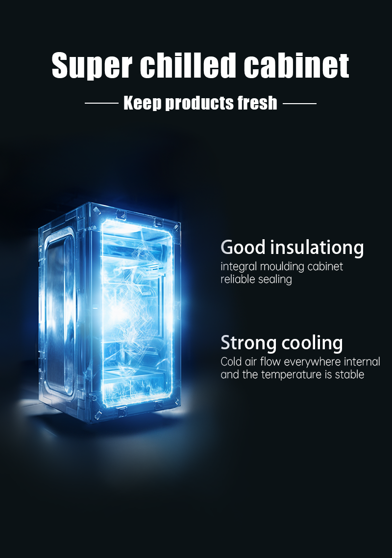 micron hot food vending machine with microwave and super chilled cabinet, it can keep products fresh