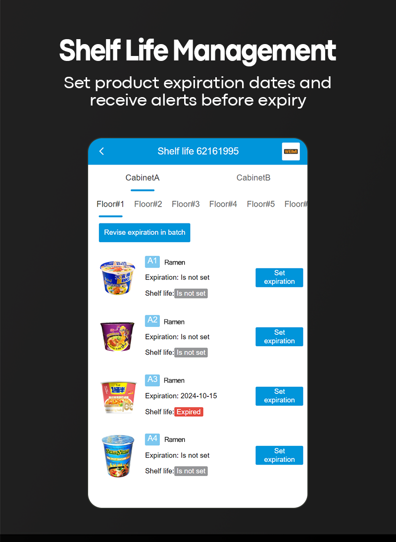 Cup noodle vending machine shlf life management