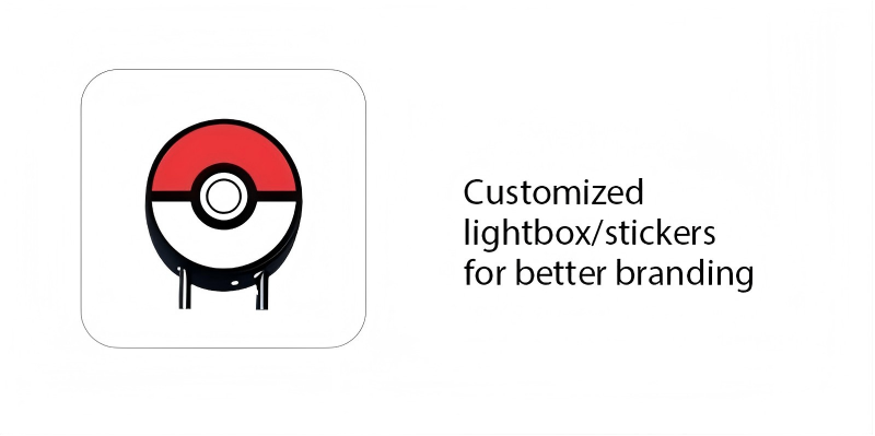 You can customize the stickers for your pokemon vending machine for better branding