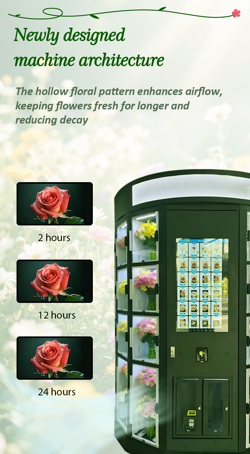 24/7 Automatic Outdoor Fresh Cut Flower Vending Machine With 15℃ Cooling System Air Circulation