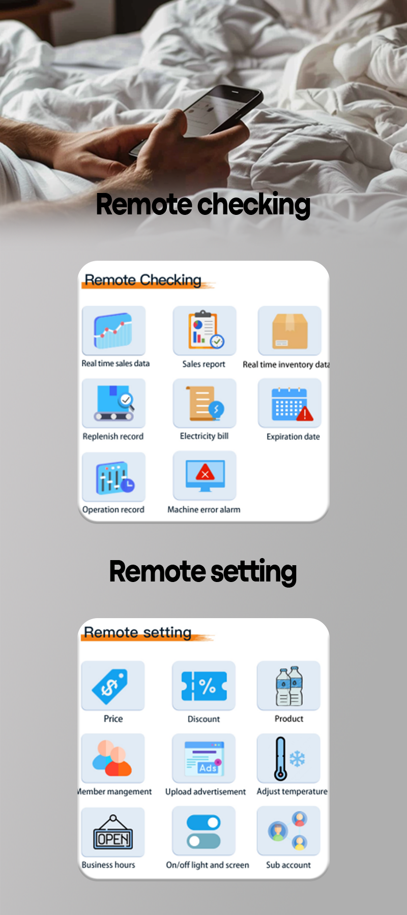 our software can check the machine remotely