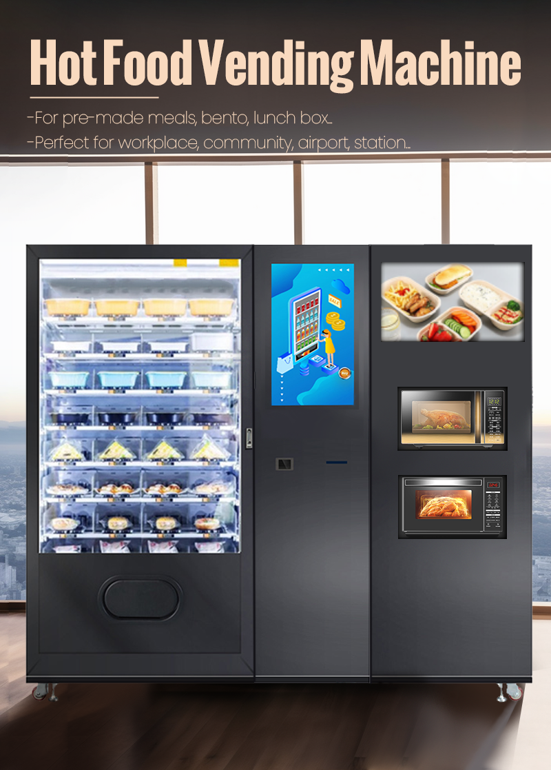 micron hot food vending machine with microwave for pre made meals bento lunch box