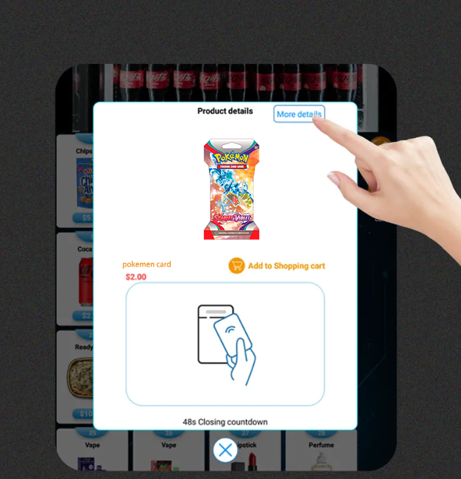 Pokemon Automated Retail Vending Machine data analysis and touch function introduction nd comparison with other products.