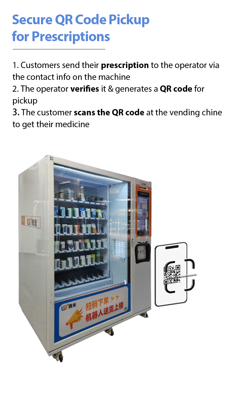 medicine vending machine secure qr code pickup for prescription