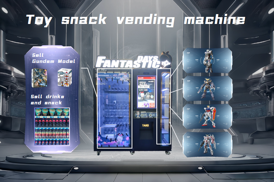 Toy snack vending machine can sell toy and drinks and snack and display toy