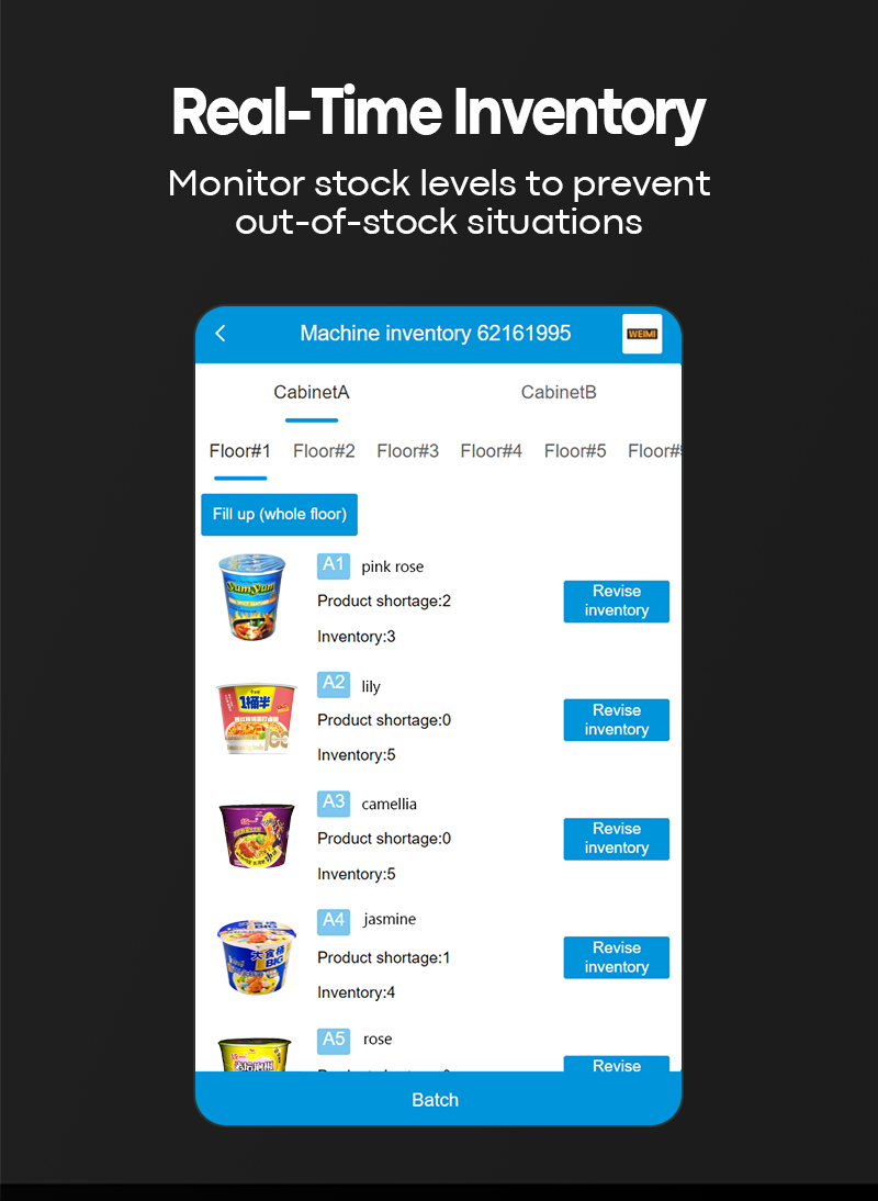 Cup noodle vending machine can real time inventory