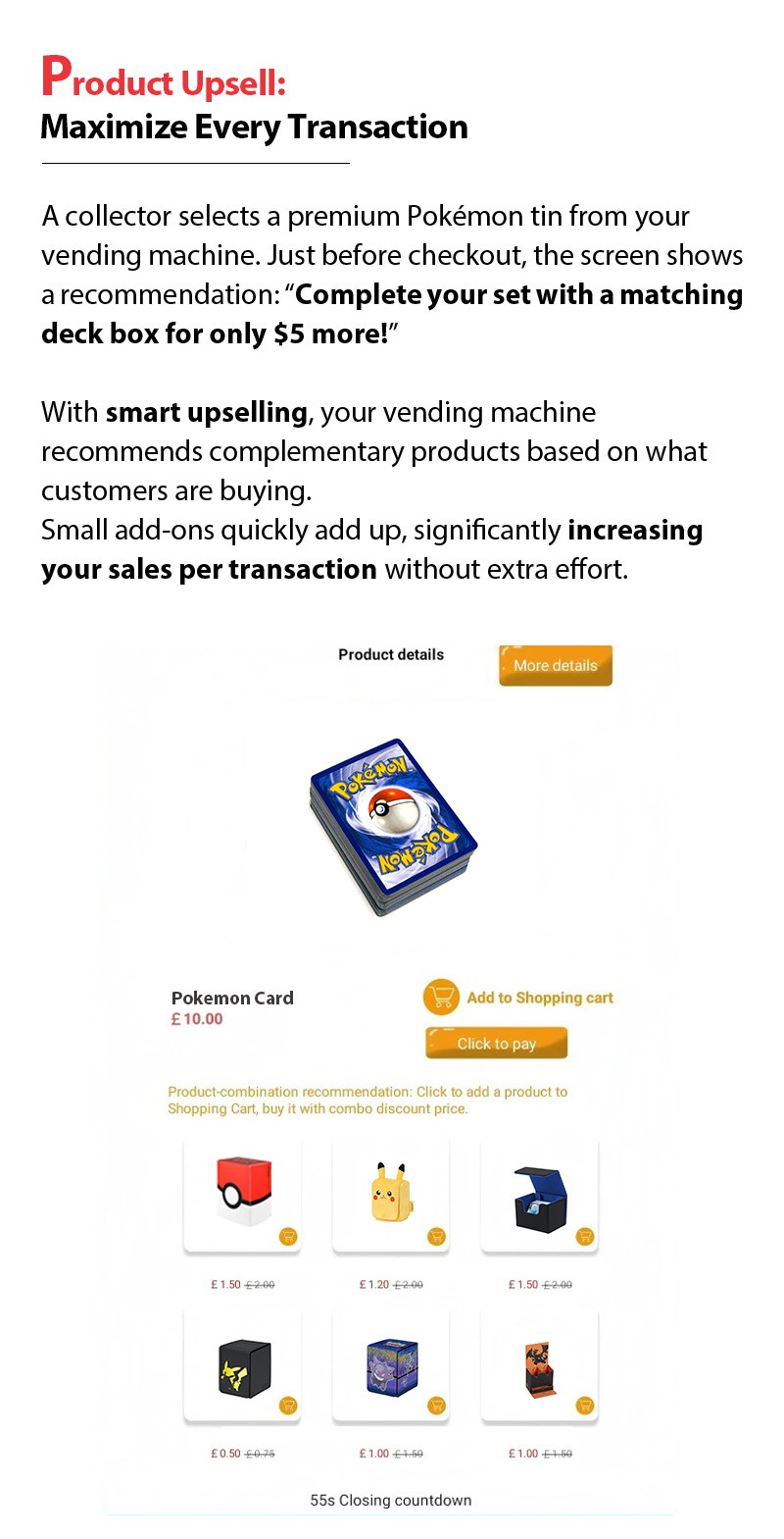 Large Capacity Pokmon TCG Card Vending Machine for Packs & Collectibles