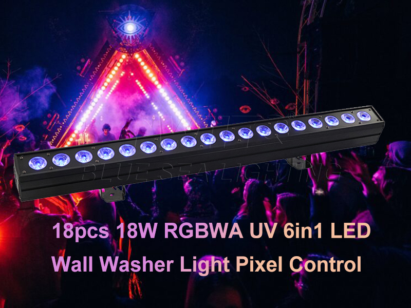 18pcs 18W RGBWA UV6in1 LED Wall Washer Light Pixel Control - BLUE SEA