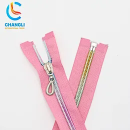 Laser Rainbow Color Nylon Zipper Open End High Quality