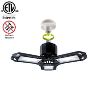 ETL LISTED 6000 Lumens LED Garage Light Deformable E26 base socket led light with 3 adjustable panels 60W