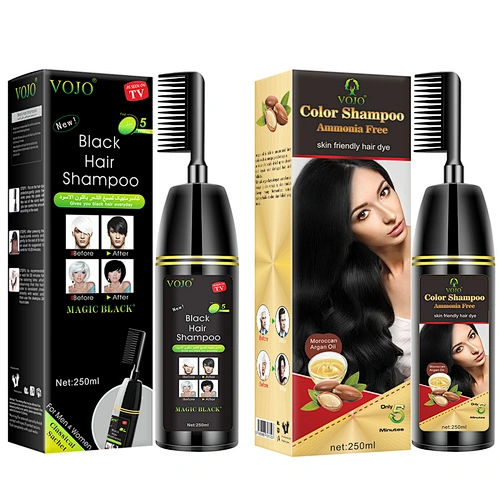 vojo Black Magic Comb One Step Hair Dye Color Comb with Foams 2 in 1 Hair Color shampoo black your hair in 5 minutes no ammonia