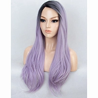 Longzhao Hot Selling Ombre Black Grey Purple Color Hair Wigs Cheap Afro Silky Straight Long Wave Synthetic Wigs For Black Women