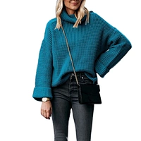 Solid color fashion knitwear casual women clothes  turtleneck sweater