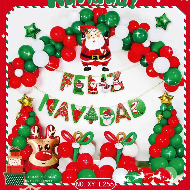 Amazon Hot Sale Feliz Navidad Celebrate Christmas Decorations Creative Gifts Santa Claus Balloon Christmas Party Balloon Set