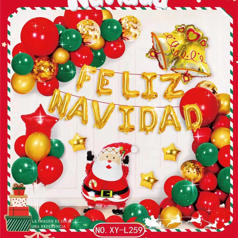 Amazon Hot Sale Feliz Navidad Celebrate Christmas Decorations Creative Gifts Santa Claus Balloon Christmas Party Balloon Set