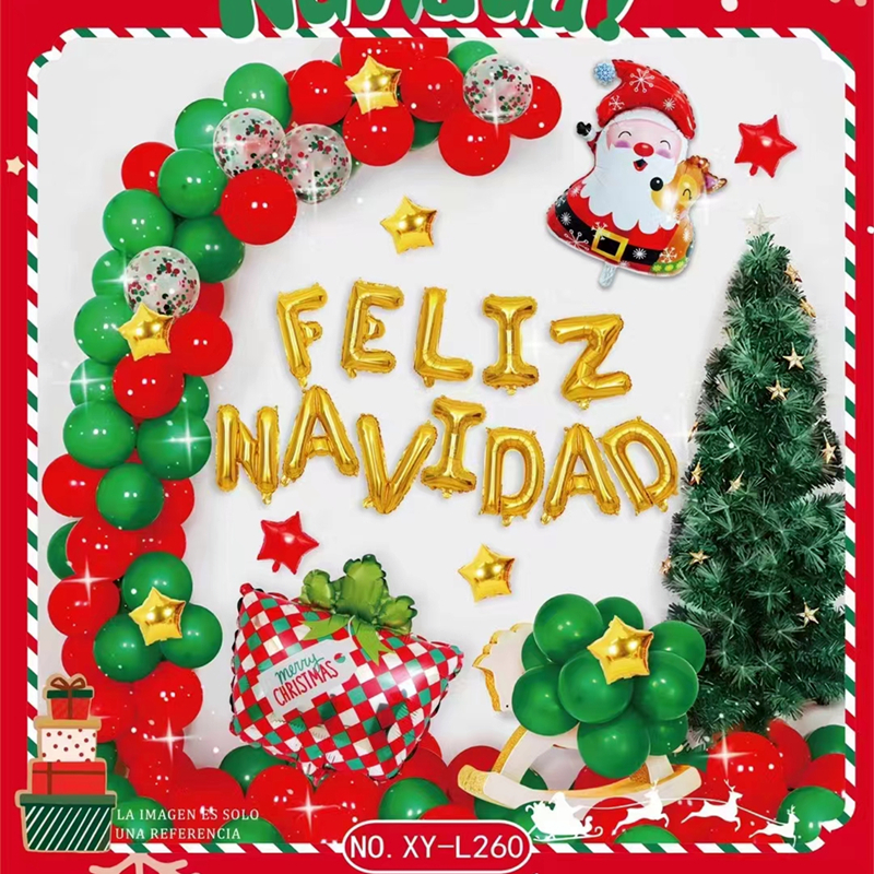 Amazon Hot Sale Feliz Navidad Celebrate Christmas Decorations Creative Gifts Santa Claus Balloon Christmas Party Balloon Set
