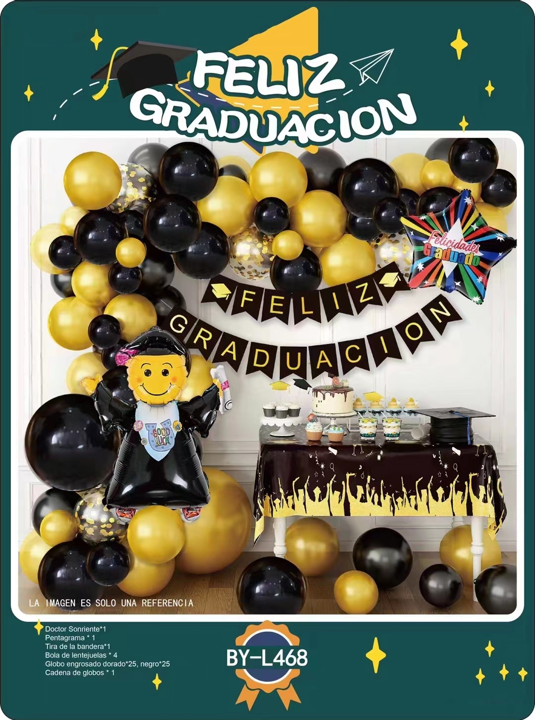 Amazon low price 2023 Congrats Grad Party Decoration Supply Spanish Feliz Graduation Bunting Flag Balloon Backdrop Arch Garland