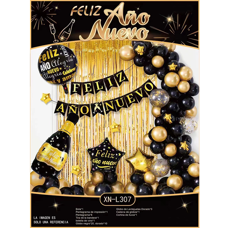 New Design Amazon 2023 Happy New Year Balloons Party Balloon Kit for New Year Decoration 2023 Balloon Banner