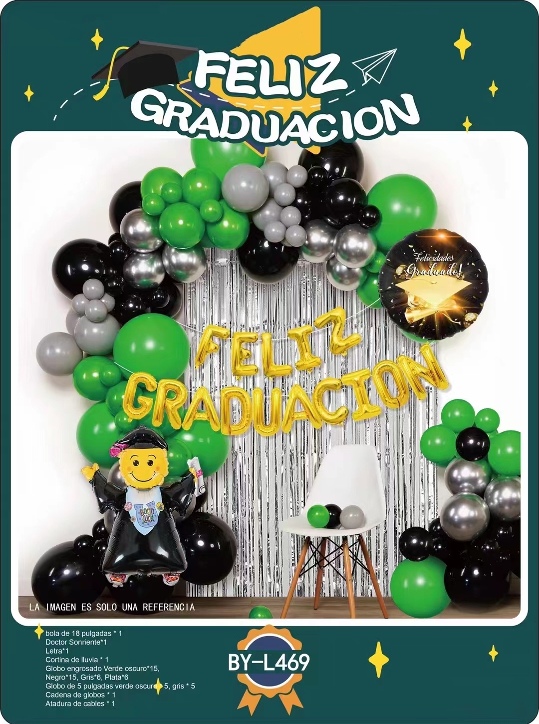 Amazon low price 2023 Congrats Grad Party Decoration Supply Spanish Feliz Graduation Bunting Flag Balloon Backdrop Arch Garland
