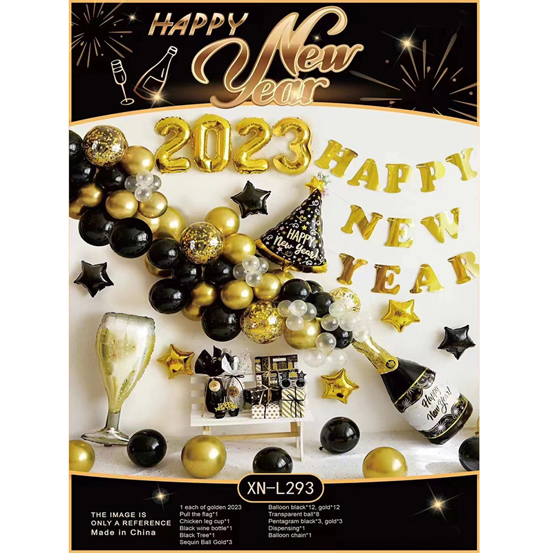New Design Amazon 2023 Happy New Year Balloons Party Balloon Kit for New Year Decoration 2023 Balloon Banner