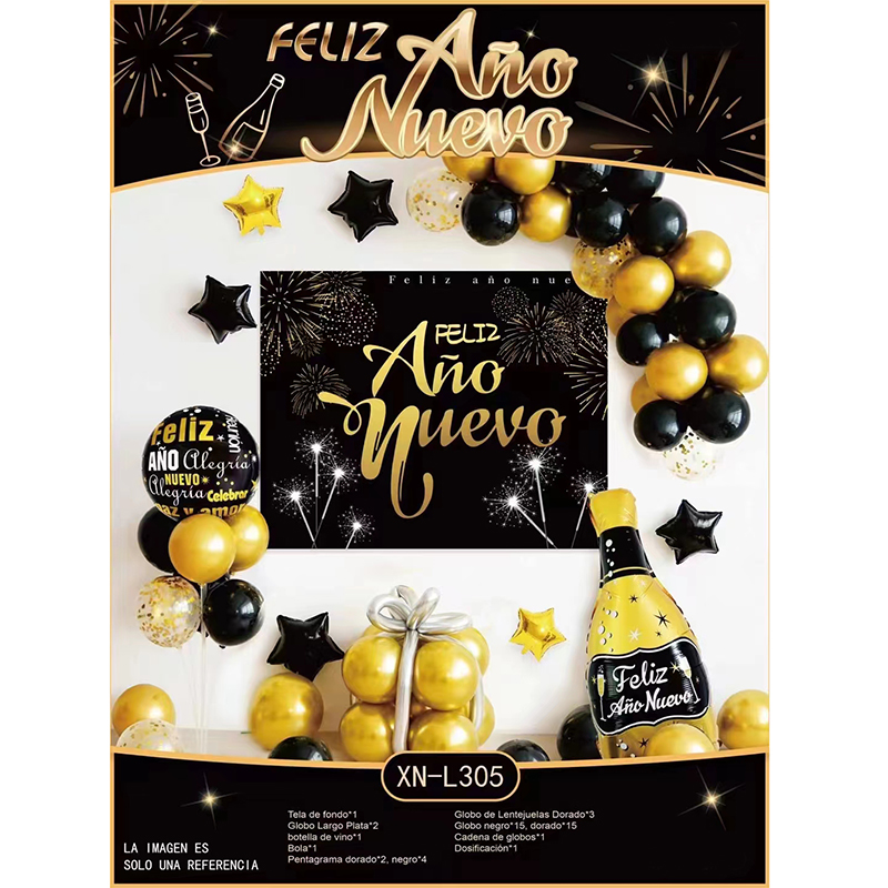 New Design Amazon 2023 Happy New Year Balloons Party Balloon Kit for New Year Decoration 2023 Balloon Banner