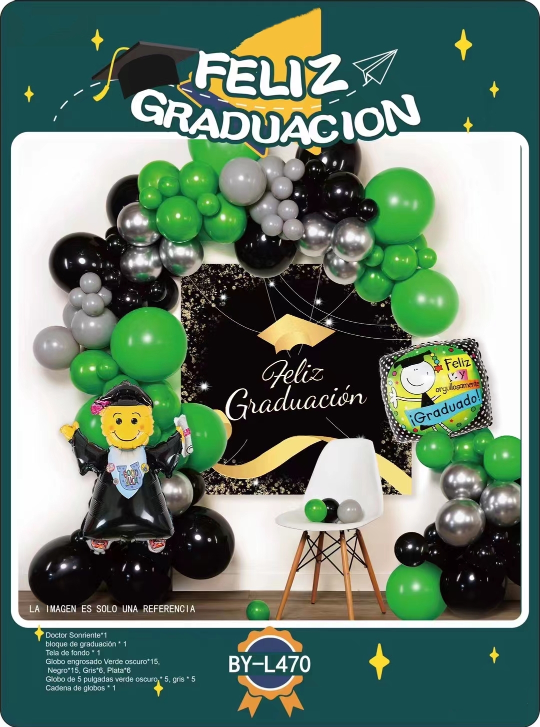 Amazon low price 2023 Congrats Grad Party Decoration Supply Spanish Feliz Graduation Bunting Flag Balloon Backdrop Arch Garland