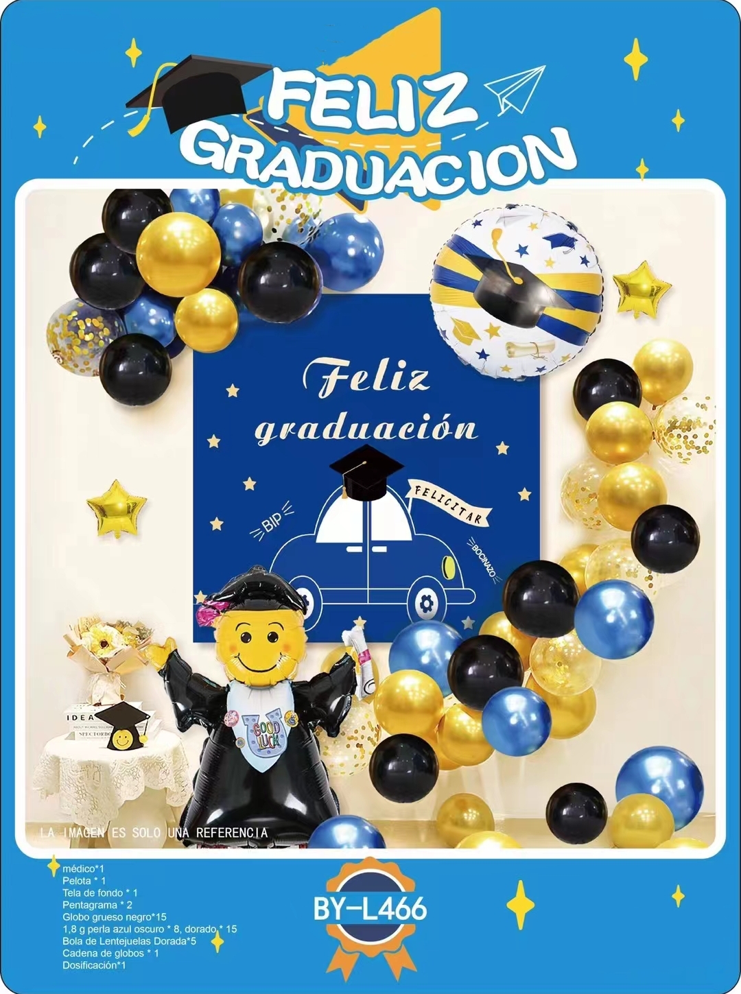Amazon low price 2023 Congrats Grad Party Decoration Supply Spanish Feliz Graduation Bunting Flag Balloon Backdrop Arch Garland