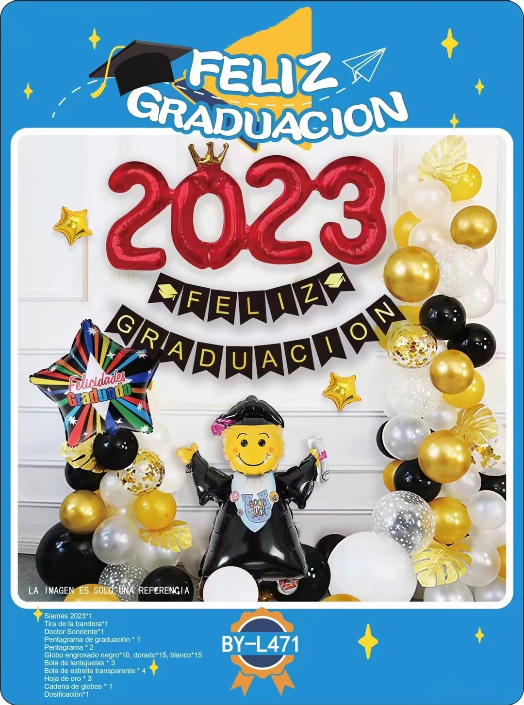 Amazon low price 2023 Congrats Grad Party Decoration Supply Spanish Feliz Graduation Bunting Flag Balloon Backdrop Arch Garland