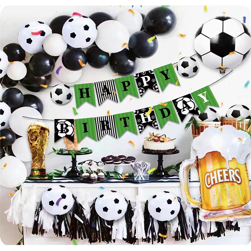 Soccer Theme Birthday Party Decorations For Boy World Cup Foil Balloons Trophy Birthday Party Football Balloon Garland Arch Kit