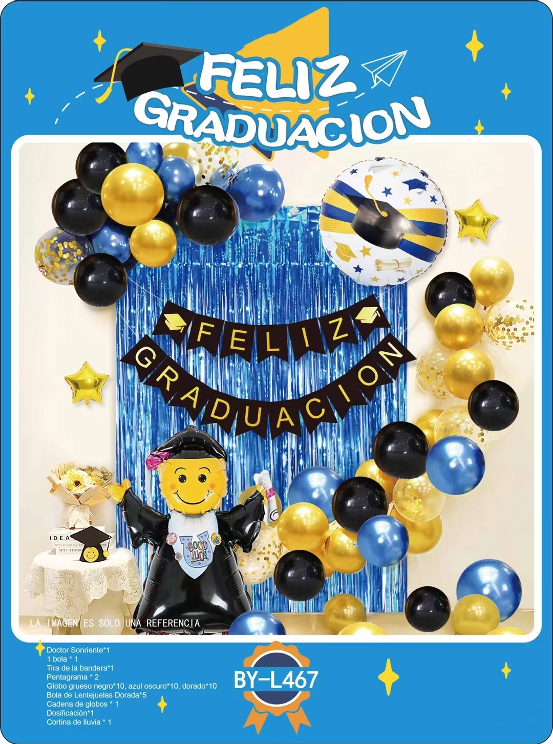 Amazon low price 2023 Congrats Grad Party Decoration Supply Spanish Feliz Graduation Bunting Flag Balloon Backdrop Arch Garland
