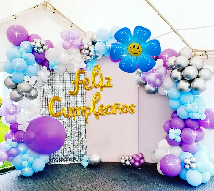 Colorful Latex Staircase Decoration Balloon Small Daisy Foil Balloon Spanish Happy Birthday Letters For The Celebration Party