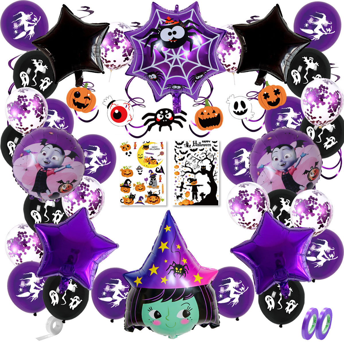 New Halloween Balloon Set Halloween Party Decoration Arrangement Sticker Aluminum Film Aluminum Foil Balloon Set