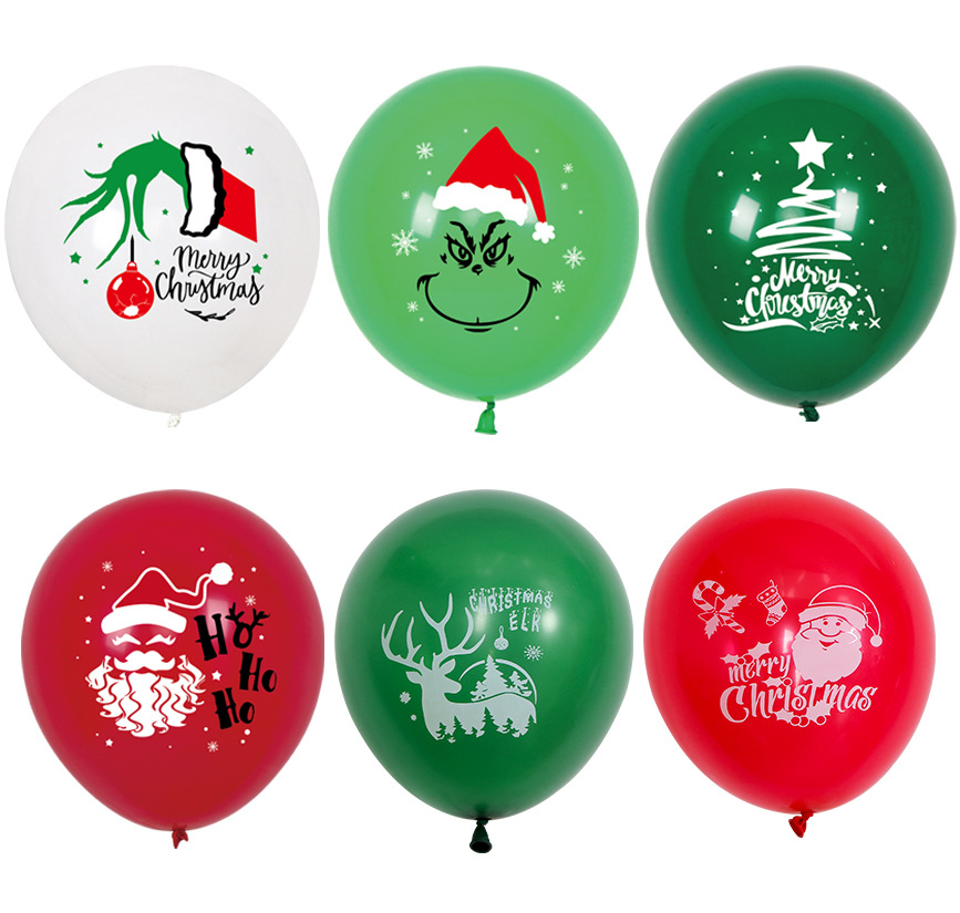 New 12 inch Christmas printed latex balloon Santa Claus Christmas tree party decoration balloon