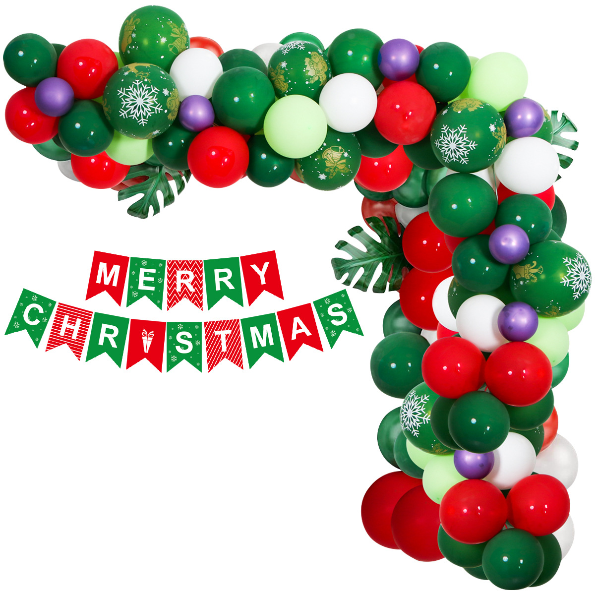 2022 Merry Christmas Party Decoration Set Red and Green Balloon Set Party Supplies Santa Claus Balloon Decoration