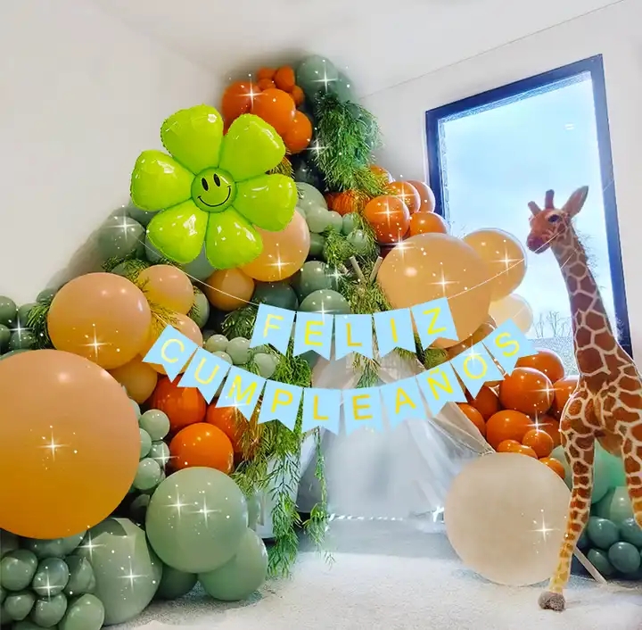 Colorful Latex Staircase Decoration Balloon Small Daisy Foil Balloon Spanish Happy Birthday Letters For The Celebration Party