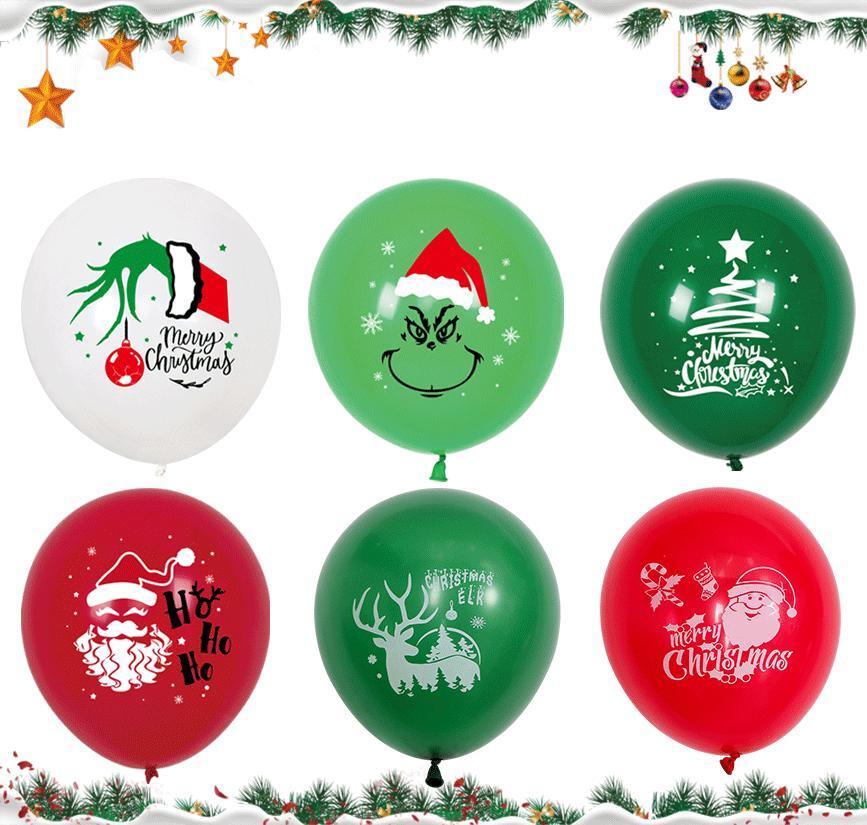 New 12 inch Christmas printed latex balloon Santa Claus Christmas tree party decoration balloon