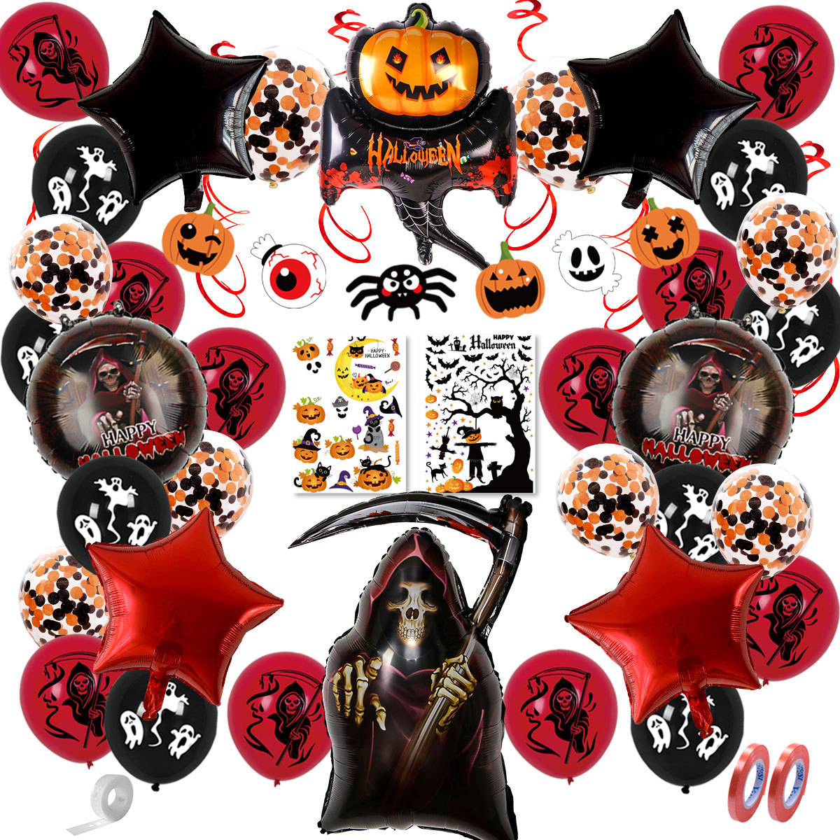 New Halloween Balloon Set Halloween Party Decoration Arrangement Sticker Aluminum Film Aluminum Foil Balloon Set
