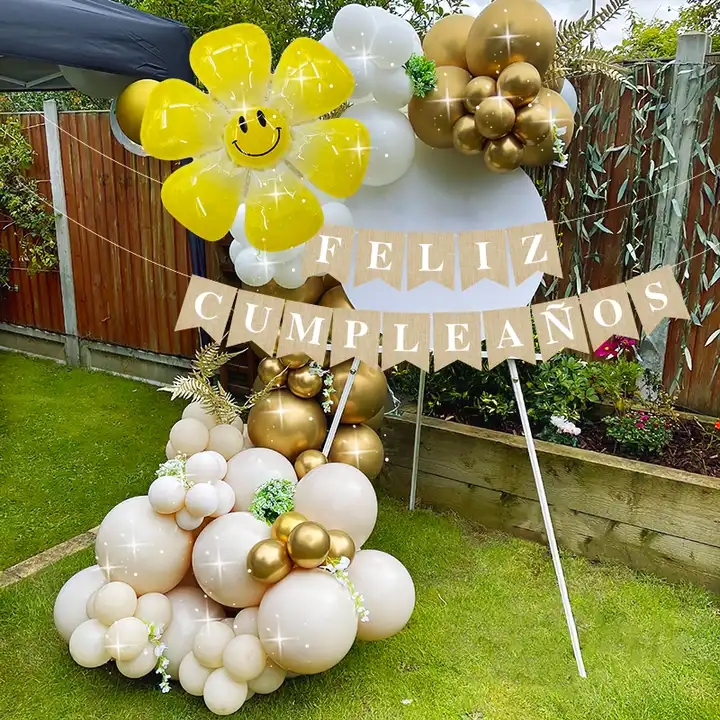 Colorful Latex Staircase Decoration Balloon Small Daisy Foil Balloon Spanish Happy Birthday Letters For The Celebration Party