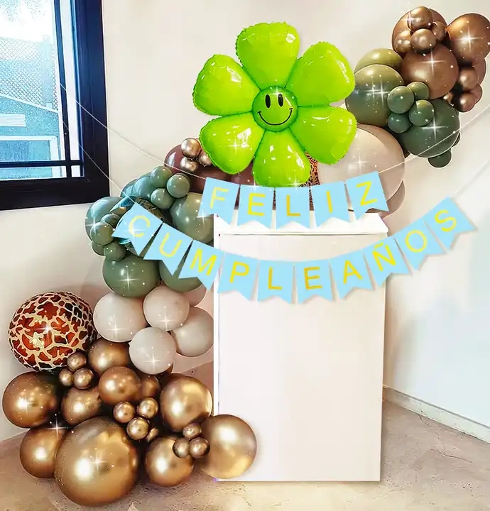 Colorful Latex Staircase Decoration Balloon Small Daisy Foil Balloon Spanish Happy Birthday Letters For The Celebration Party