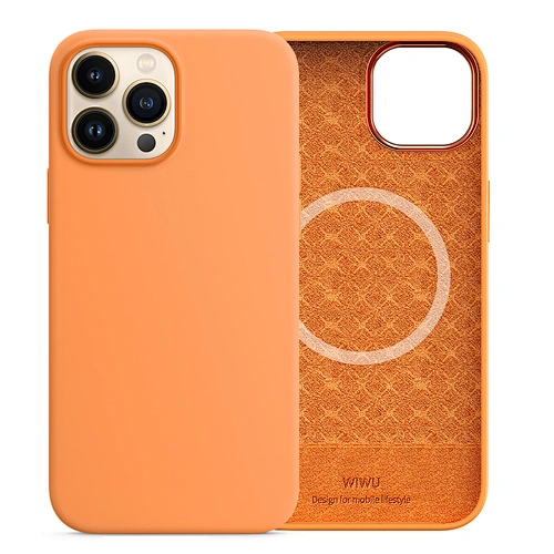 WiWU Skin Touch Liquid Silicone Phone Case for iPhone 13 Pro Magnetic Wireless Charging Full Protective Phone Cover