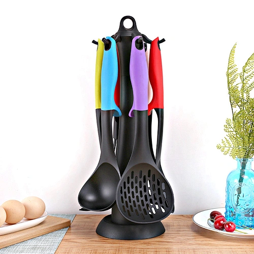 9 pcs Nylon Kitchen Utensil Rotating Stand Gadgets Tools Set Cooking Spatula Soup Nylon Kitchen Utensils Set