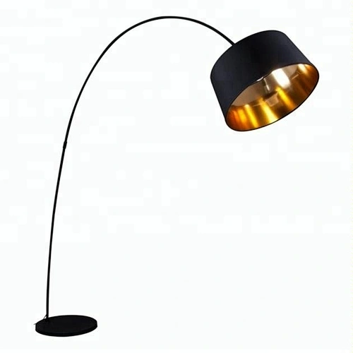 black fabric shade arc fishing floor standing lamp light for home hotel decorative