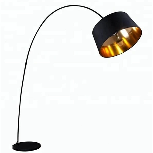 black fabric shade arc fishing floor standing lamp light for home hotel decorative
