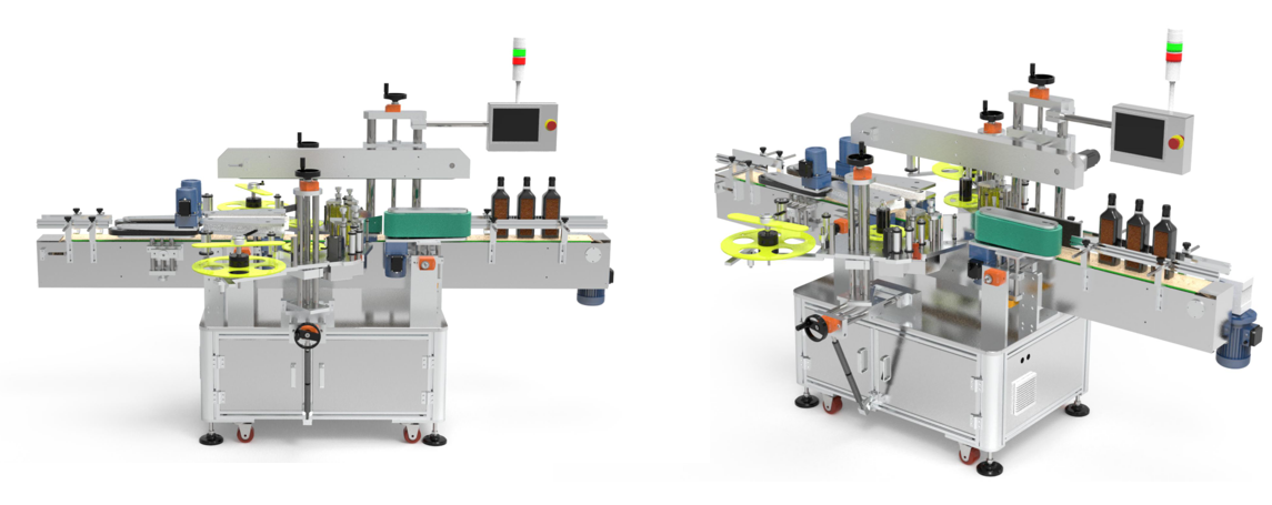  UNIPARCO LABEL APPLICATOR l SKILT Machinery auto bottle front back two sides labeling machine 