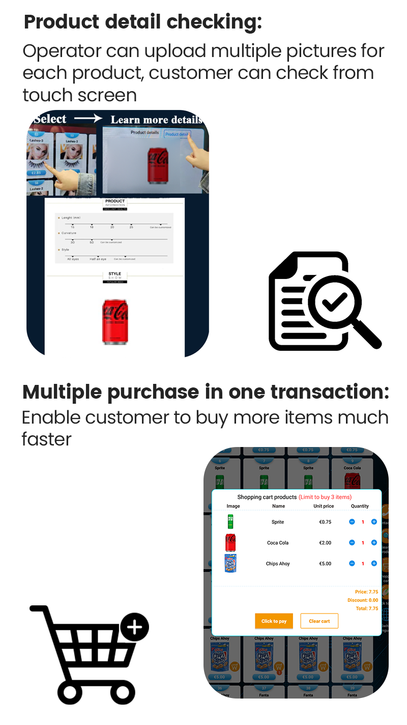 WEIMI Age Verification Vending Machine remote check inventory level sales data and sales report