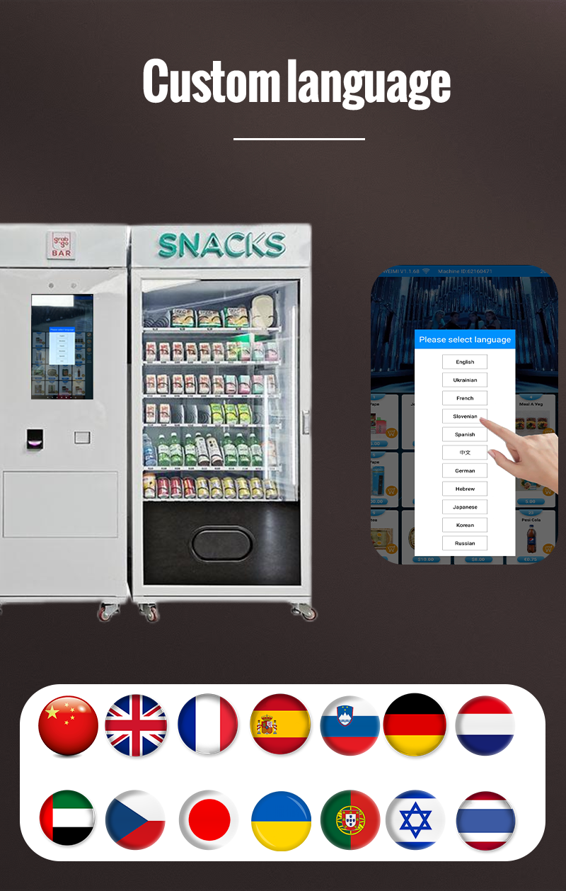 double Combo Vending Machine for meals and snacks custom language