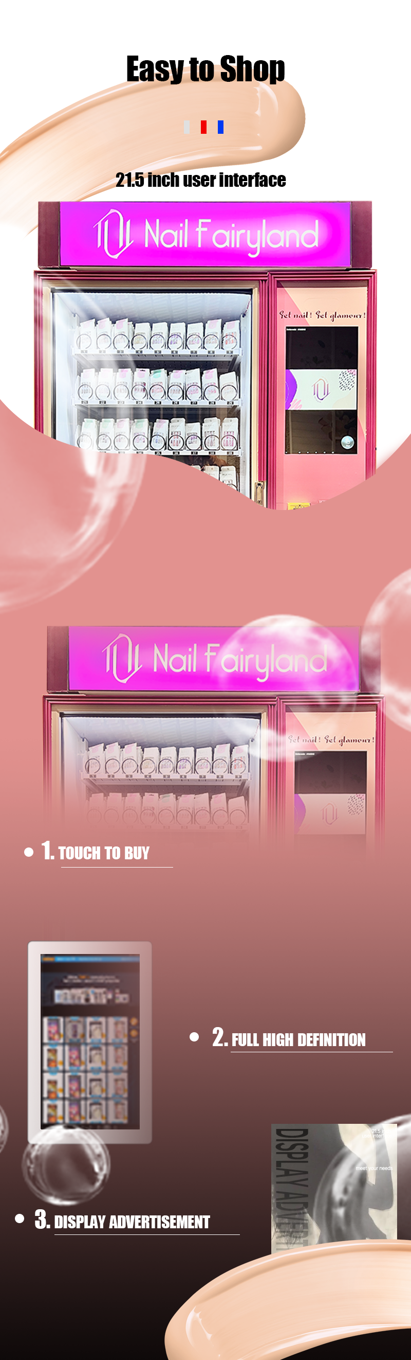 Beauty Vending Machine for Cosmetics Eyelash Perfume easy to shop