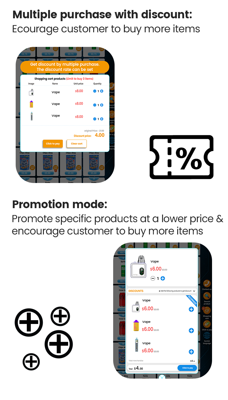 smart management software system for Standing/Hanging e-cigarette Vape Vending Machine