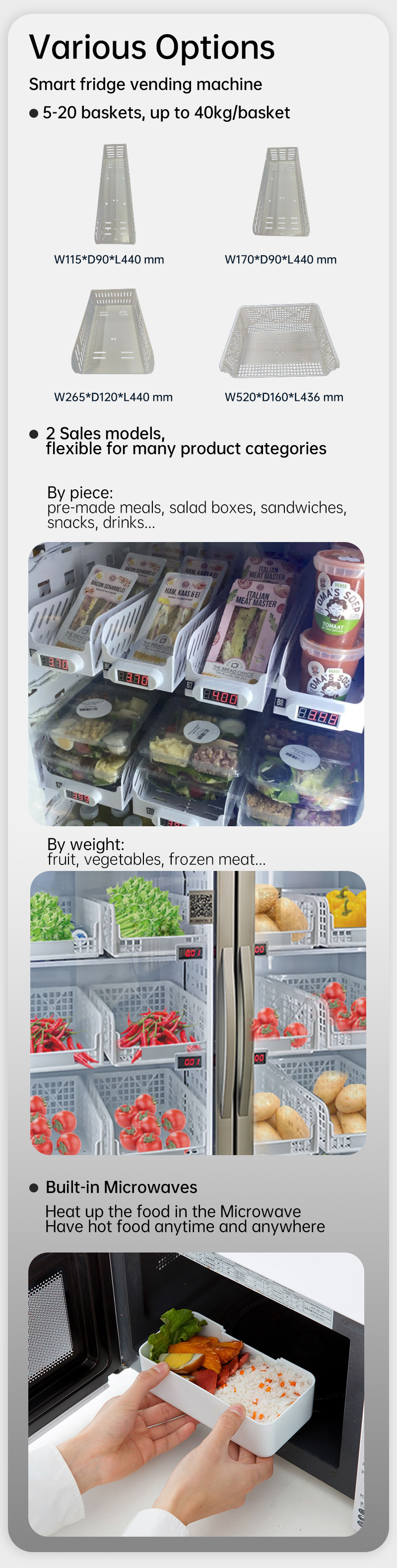 Food Vending Machine big capacity for pre-made meals snack drink fruits vegetables