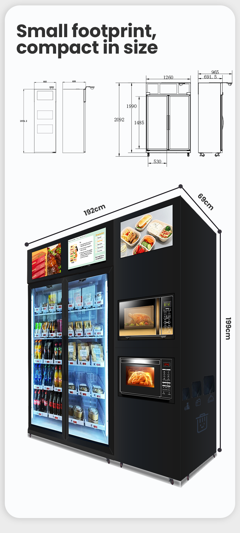 Food Vending Machine -18~20℃ refrigerated ready meals vending machine for frozen food prepared meals cold food